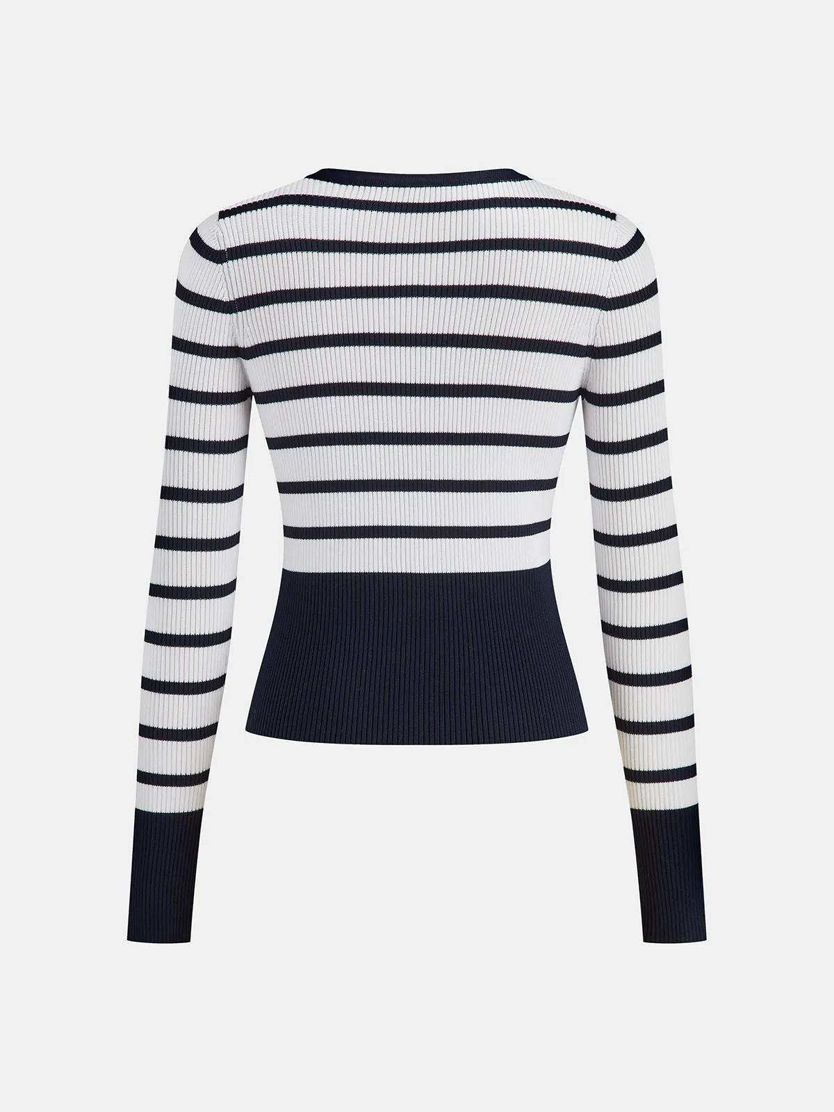Striped Ribbed Knit Cardigan sold by COMMENSE product image thumbnail 2