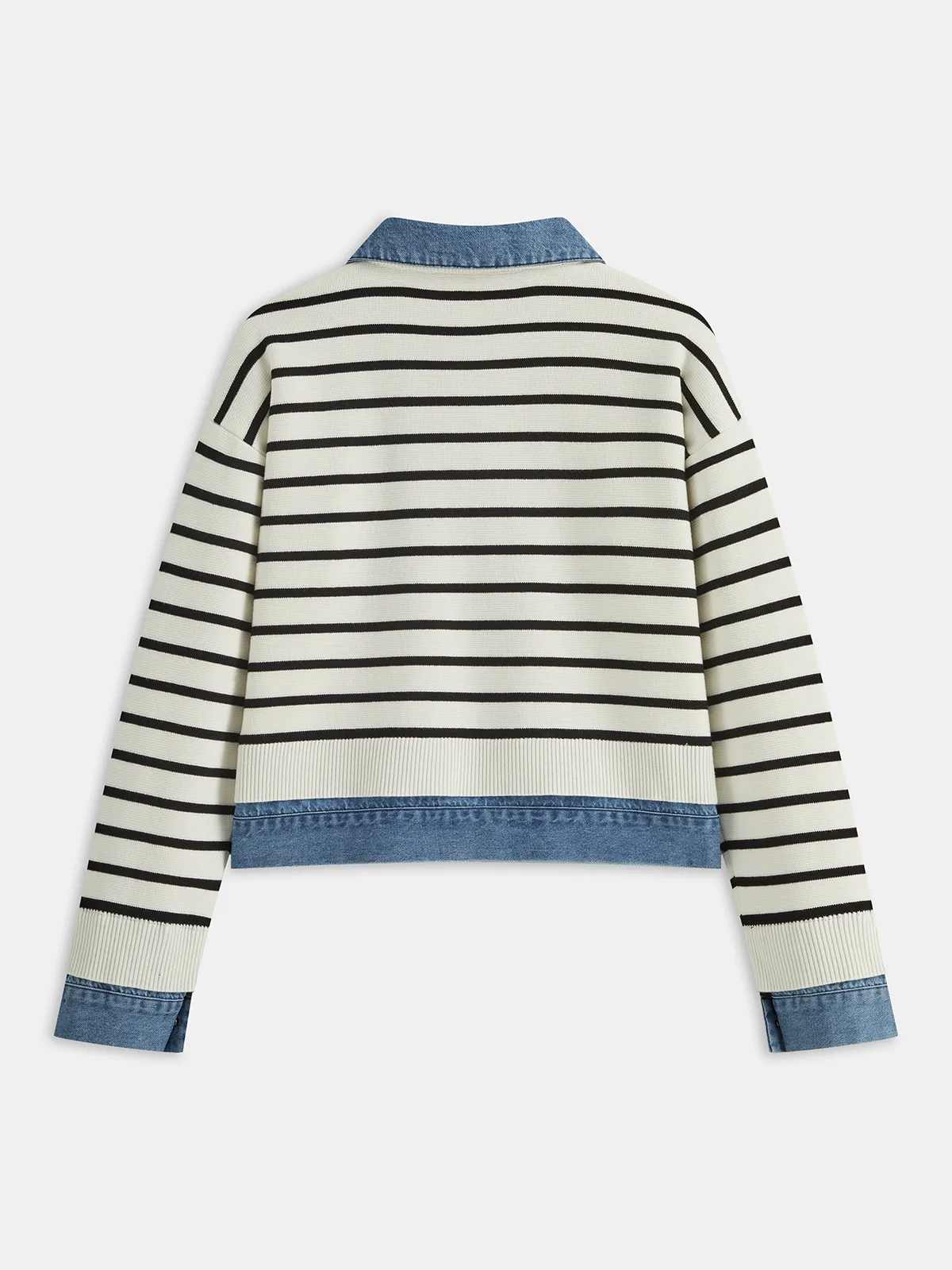 Denim Panel Striped Knit Shirt sold by COMMENSE product image thumbnail 2