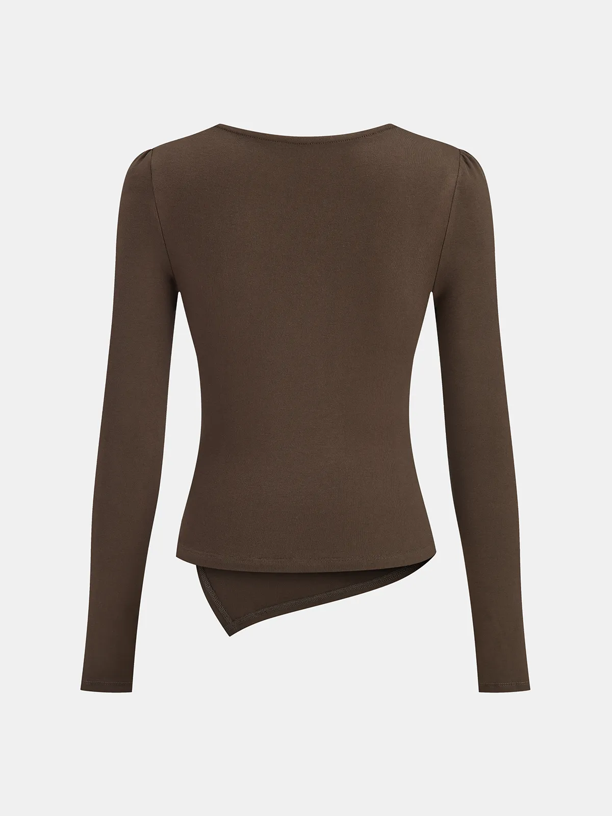 Asymmetric Ruched Long Sleeve T-Shirt sold by COMMENSE product image thumbnail 2