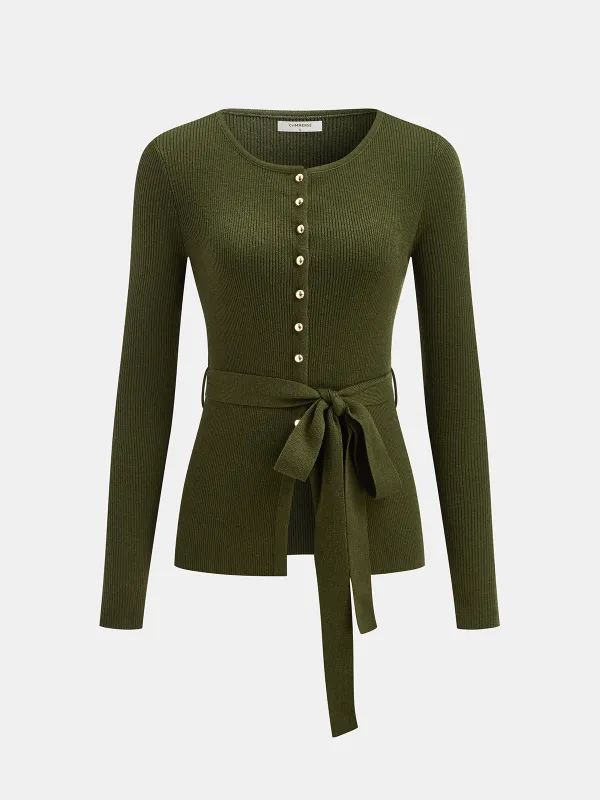 Wool Blend Belted Cardigan sold by COMMENSE