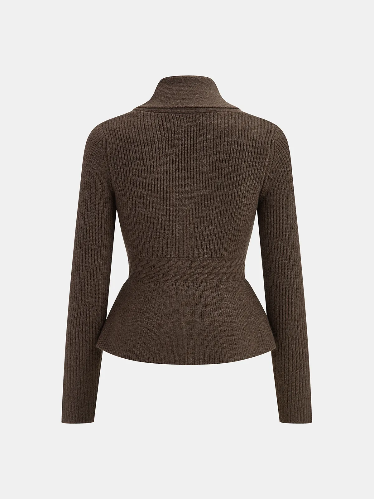 Shawl Collar Peplum Knit Cardigan sold by COMMENSE product image thumbnail 2