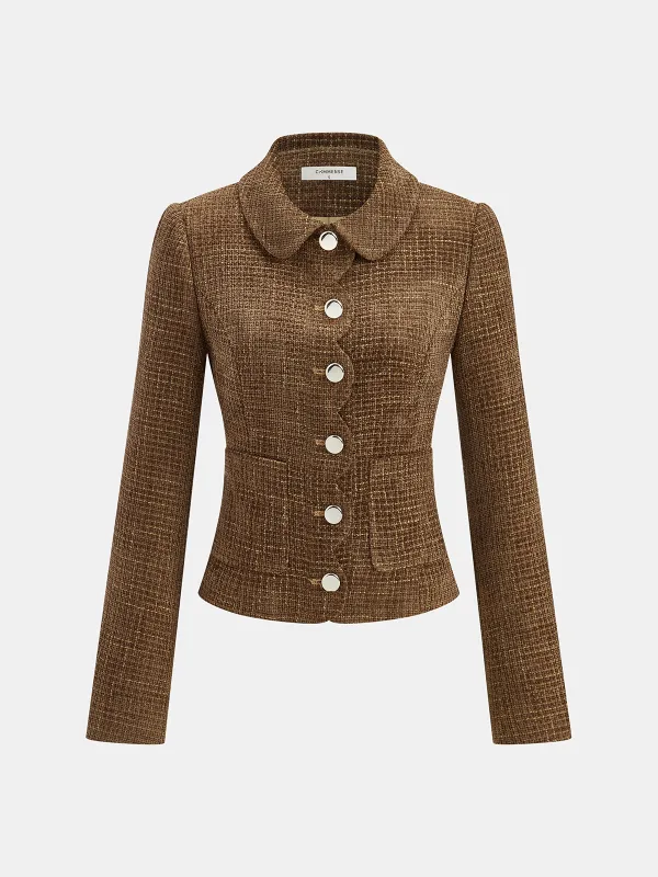 Scalloped Edge Tweed Lapel Jacket sold by COMMENSE