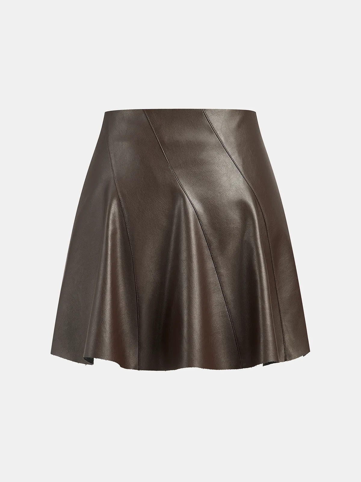 Seam Detail Faux Leather Flared Mini Skirt sold by COMMENSE product image thumbnail 2