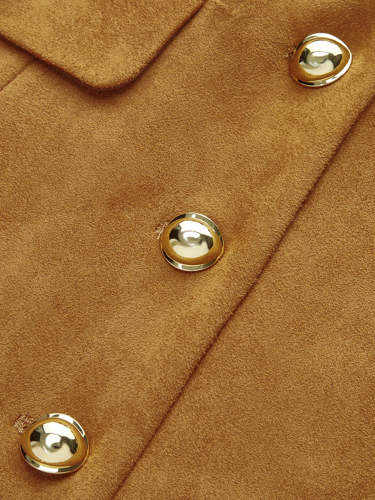 Metal Button Suede Effect Keyhole-Neck Mini Dress sold by COMMENSE product image thumbnail 5