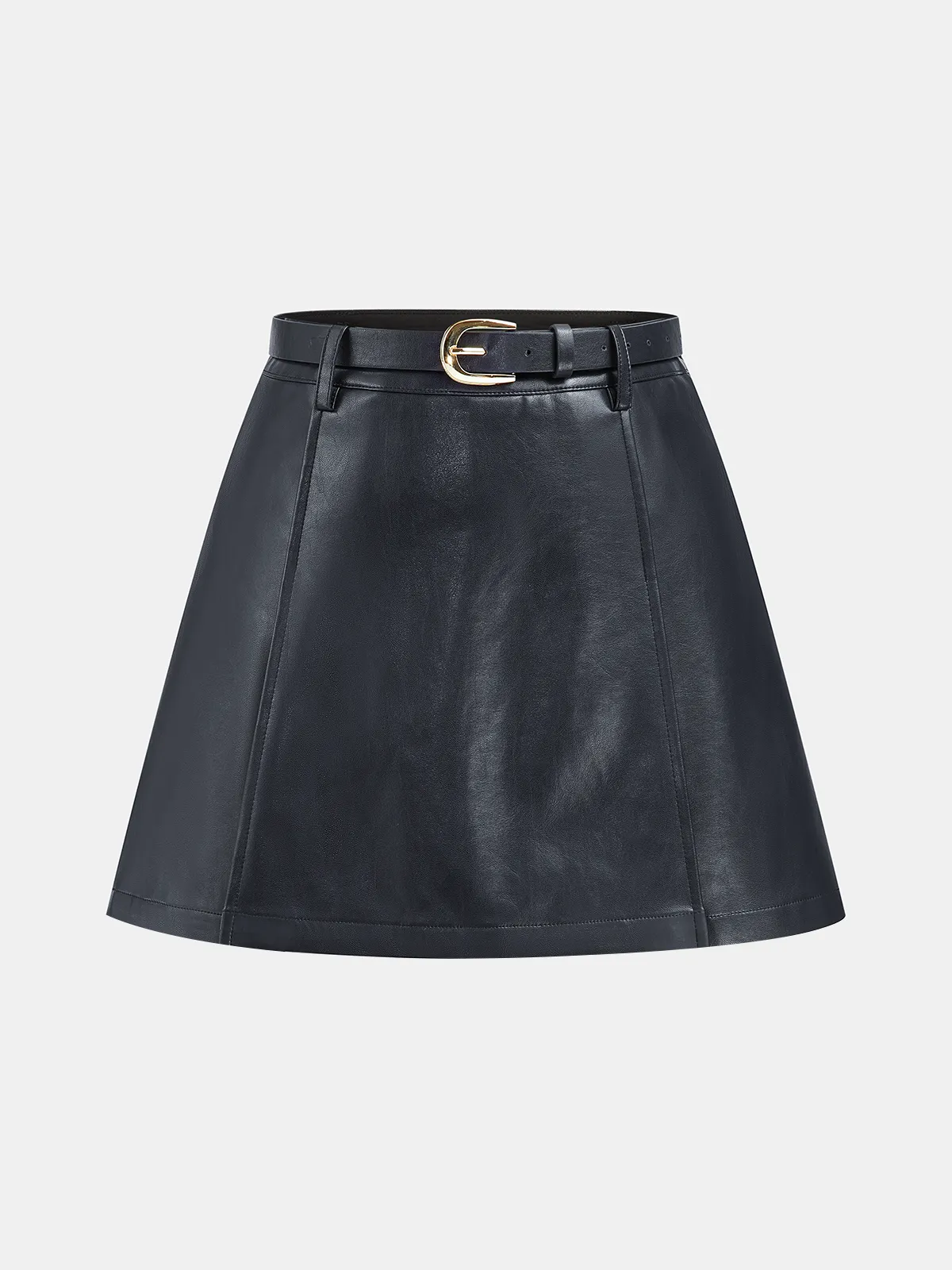 Belted Faux Leather Mini Skirt sold by COMMENSE