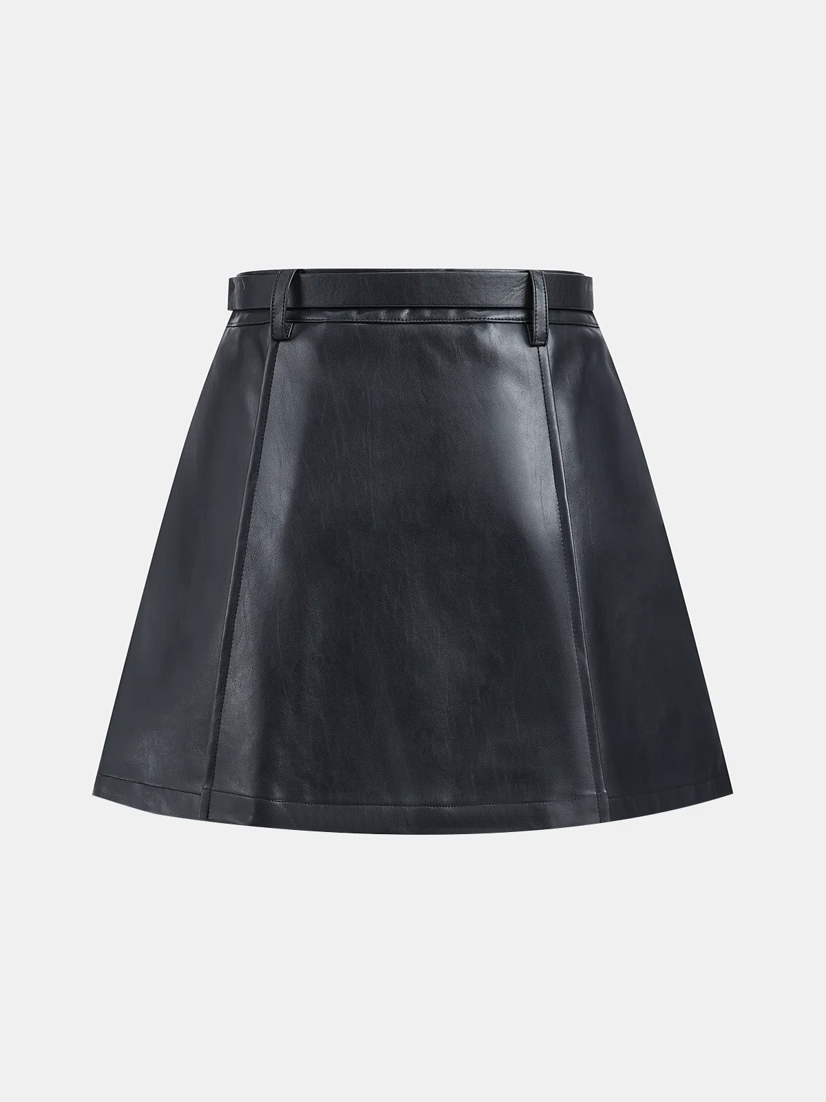 Belted Faux Leather Mini Skirt sold by COMMENSE product image thumbnail 2