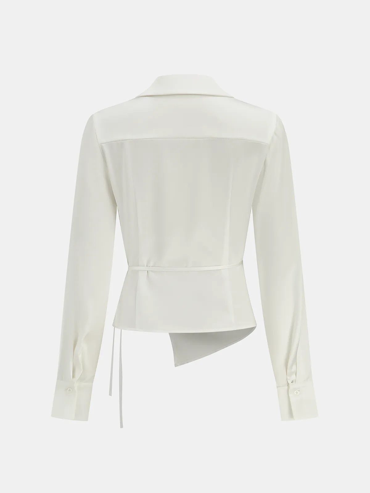 Lapel Collar Tie Satin Wrap Shirt sold by COMMENSE product image thumbnail 2