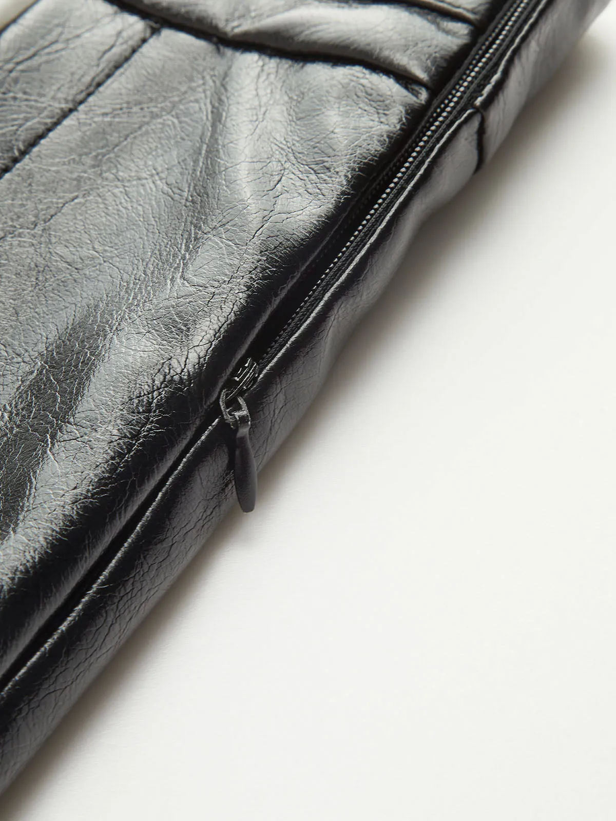 Contrast Pleated Faux Leather Mini Skirt sold by COMMENSE product image thumbnail 5