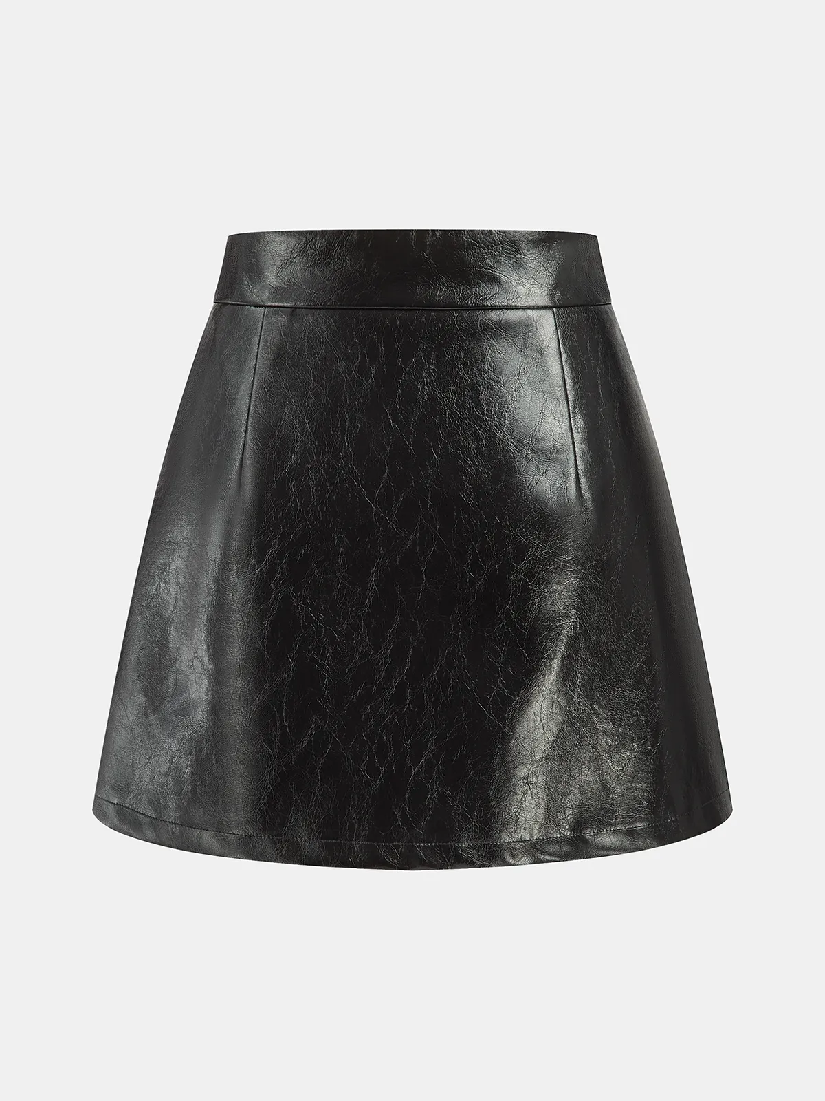 Contrast Pleated Faux Leather Mini Skirt sold by COMMENSE product image thumbnail 2