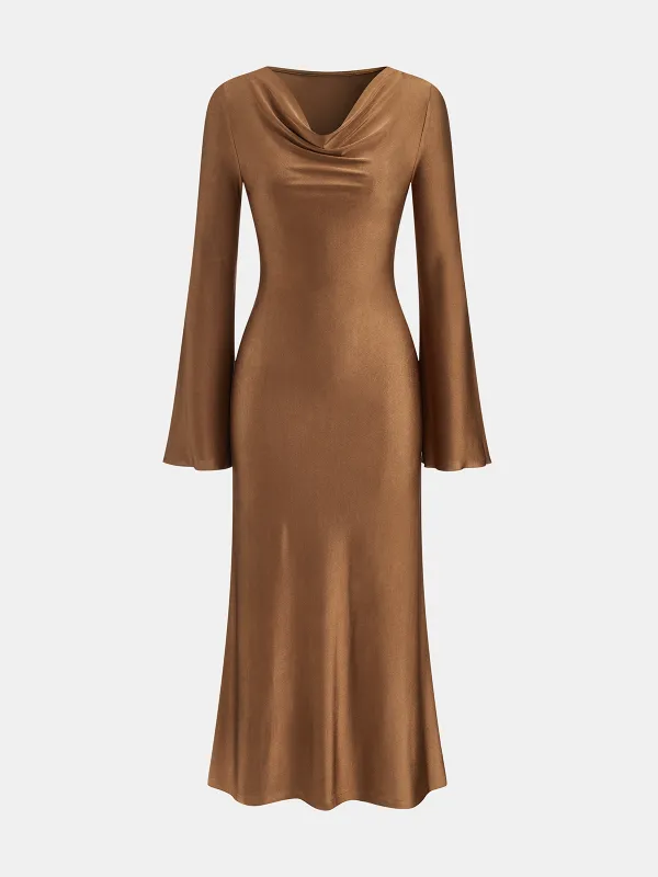 Cowl Neck Flared Sleeve Maxi Dress sold by COMMENSE