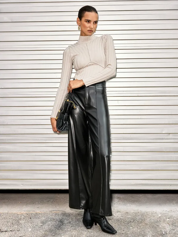 Mock Neck Seamed Sweater sold by COMMENSE