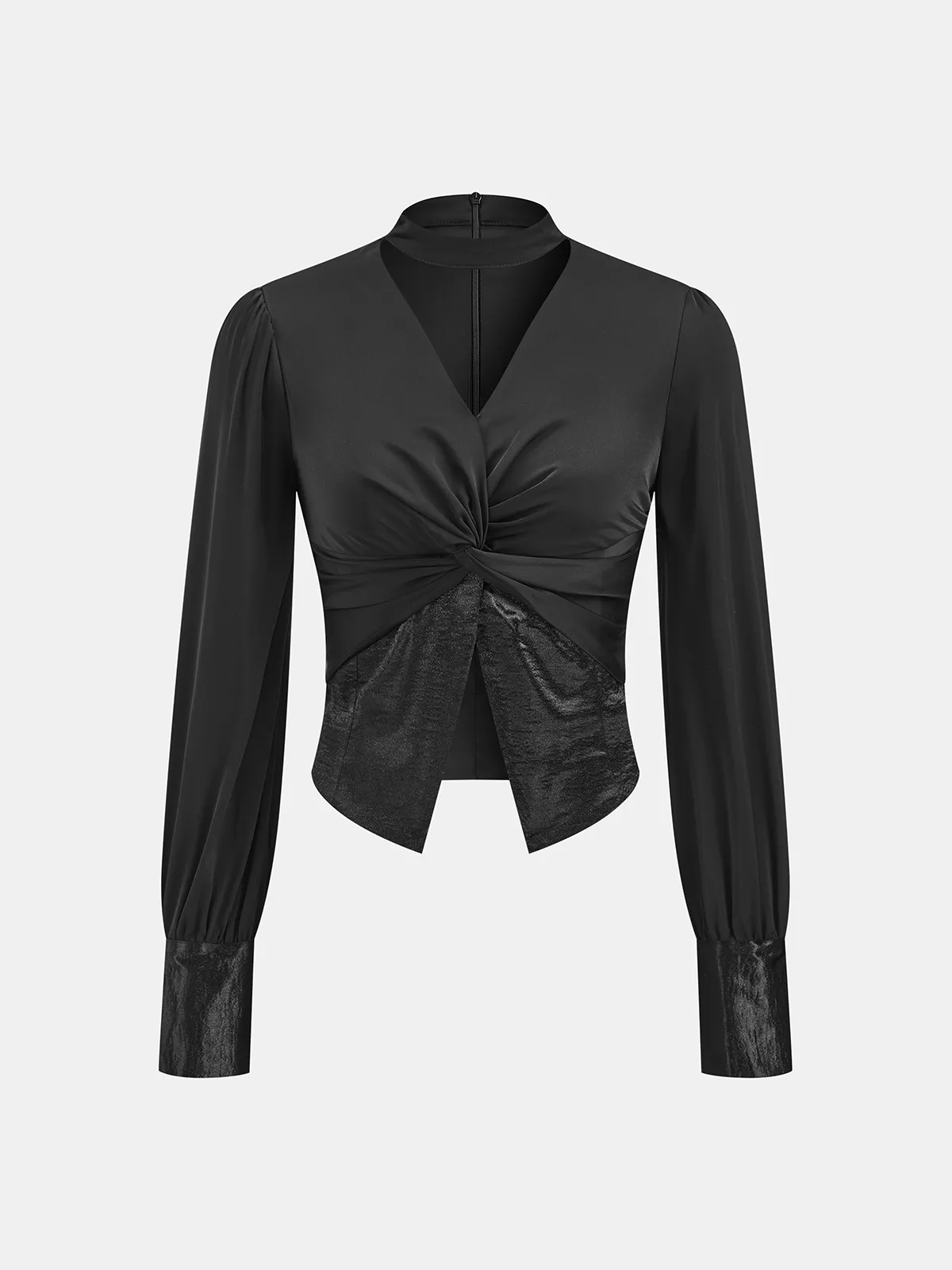 Satin Twisted Front Cropped Blouse sold by COMMENSE product image thumbnail 2