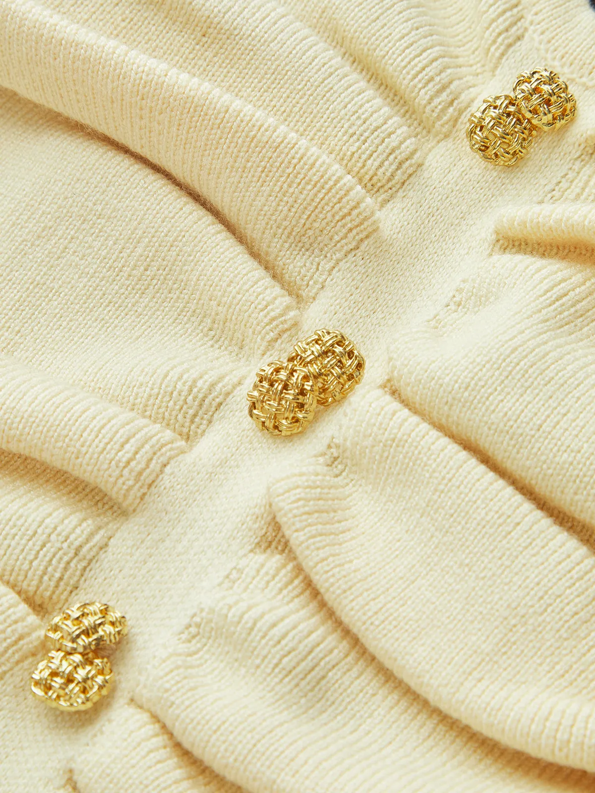 Color-Block Ruched Button Front Knit Top sold by COMMENSE product image thumbnail 4