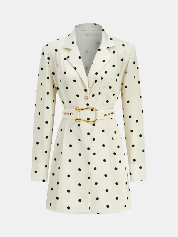 Polka Dot Belted Blazer Dress sold by COMMENSE