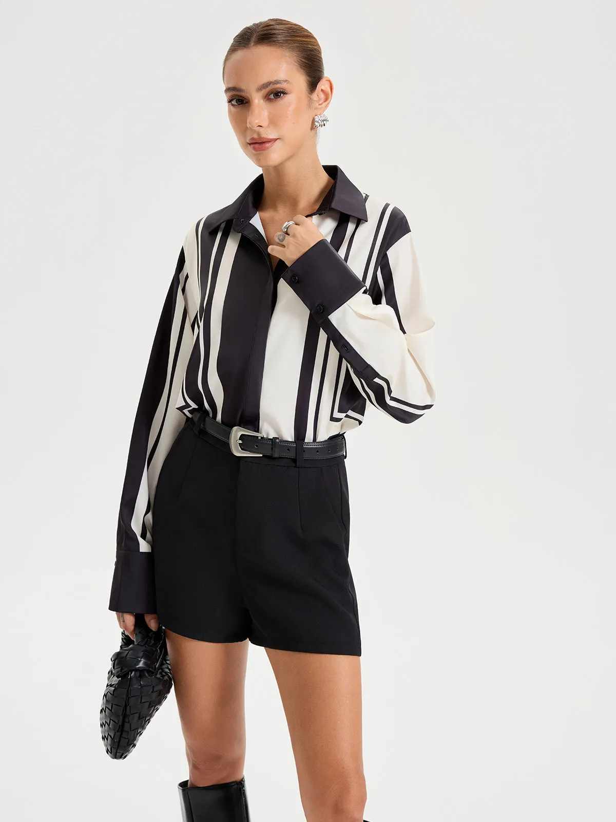 Contrast Striped Lapel Collar Shirt sold by COMMENSE product image thumbnail 2