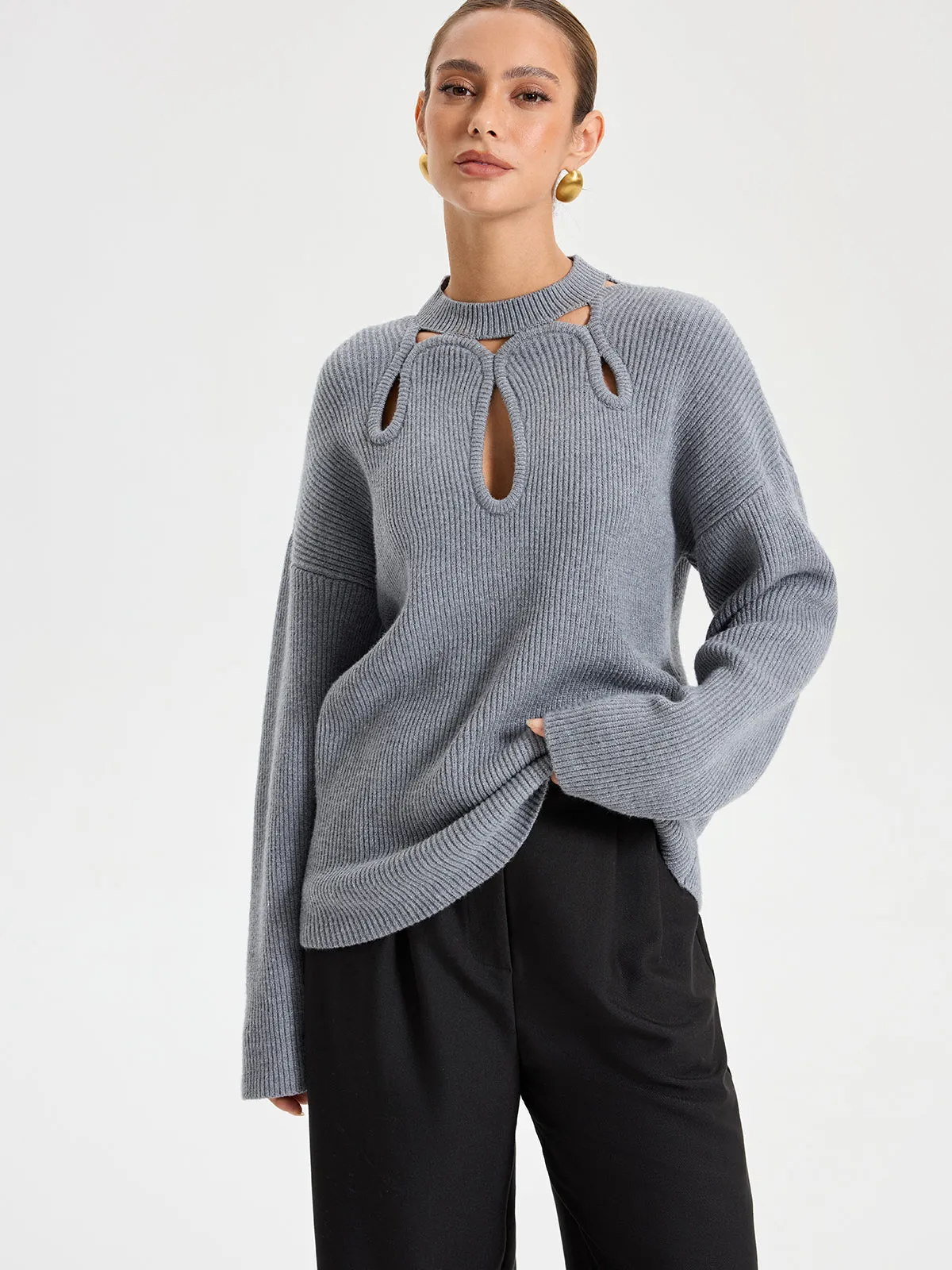 Cut-Out Knit Sweater sold by COMMENSE product image thumbnail 4