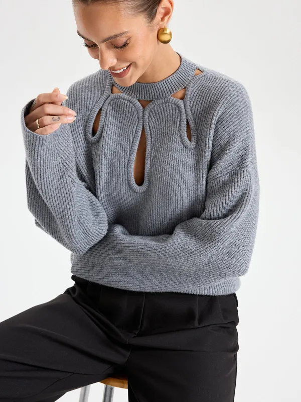 Cut-Out Knit Sweater sold by COMMENSE