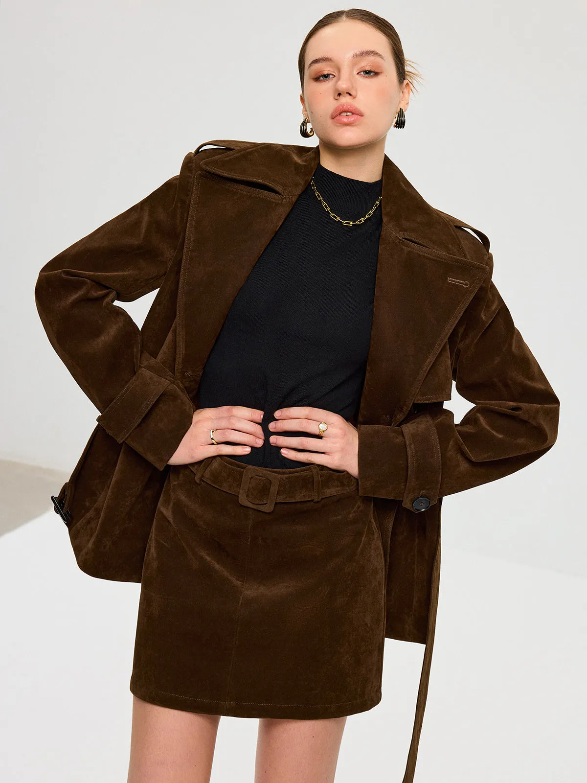 Belted Suede Mini Skirt sold by COMMENSE product image thumbnail 3