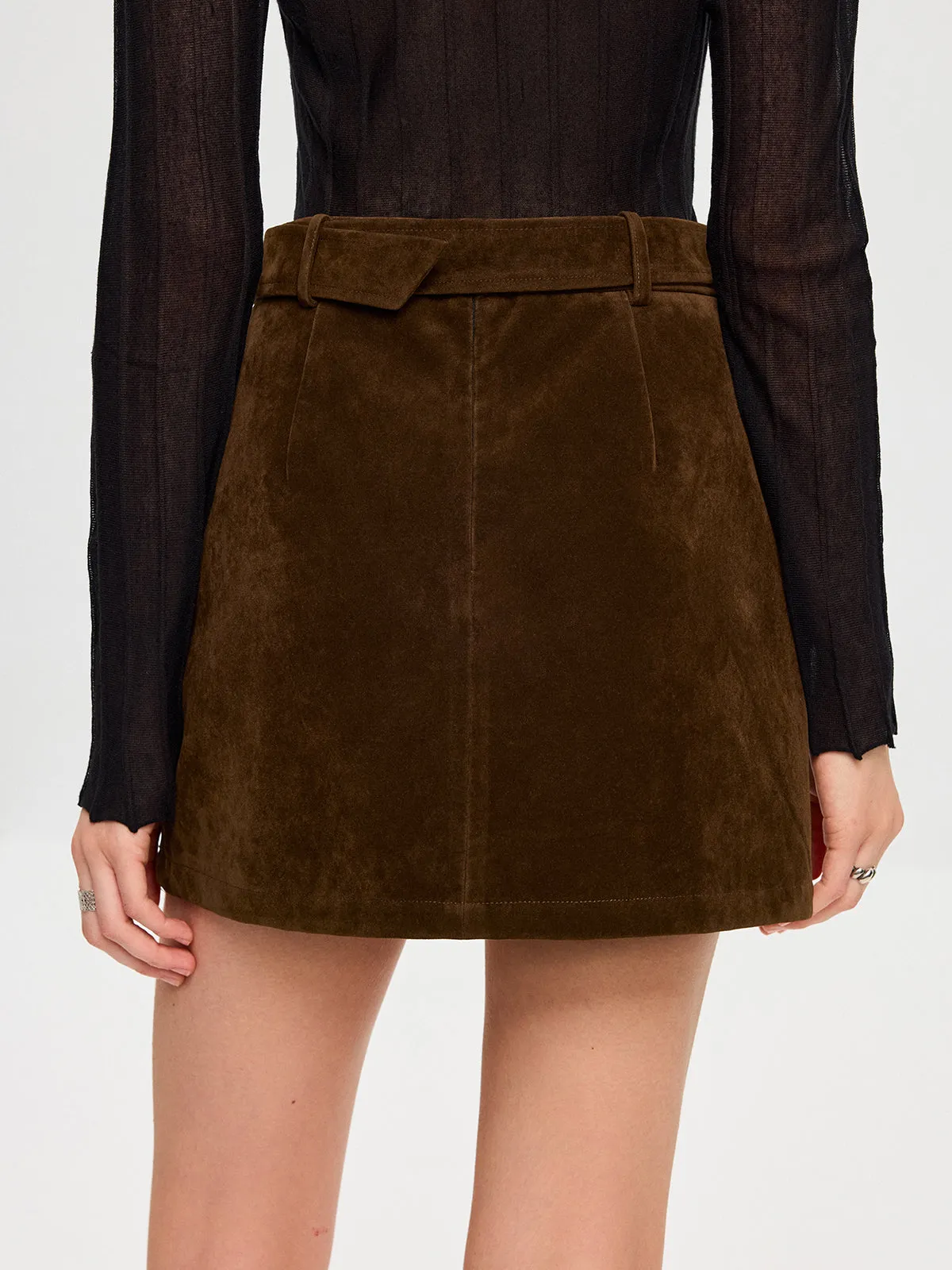 Belted Suede Mini Skirt sold by COMMENSE product image thumbnail 5