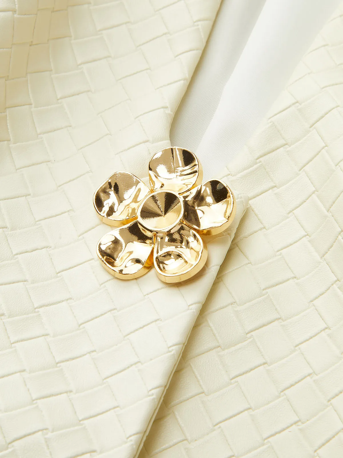 Floral Metal Button Faux Leather Mini Dress sold by COMMENSE product image thumbnail 4