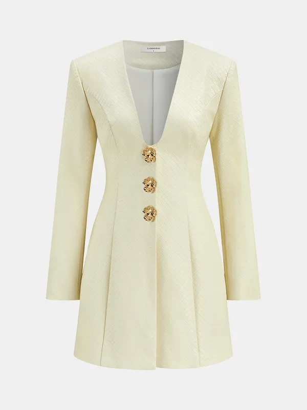 Floral Metal Button Faux Leather Mini Dress sold by COMMENSE