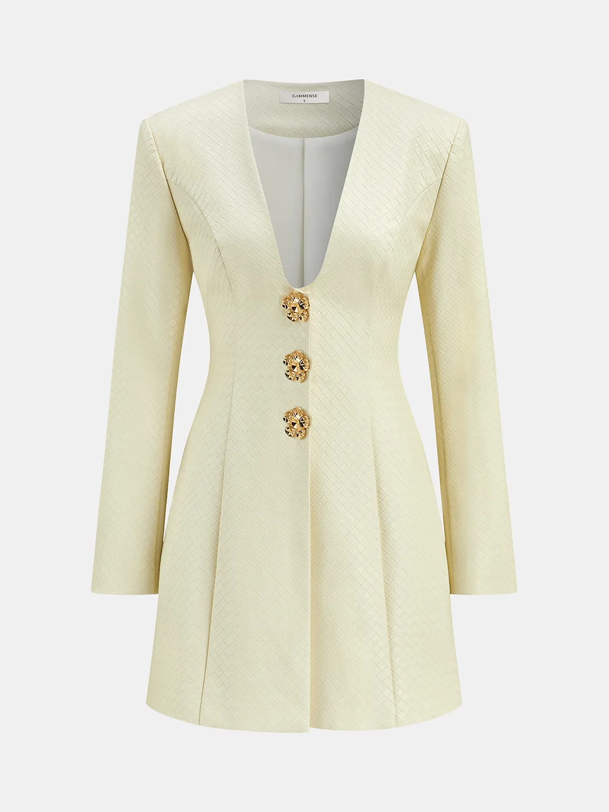 Floral Metal Button Faux Leather Mini Dress sold by COMMENSE