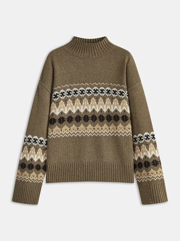 Wool Blend Fair Isle Pattern Sweater sold by COMMENSE