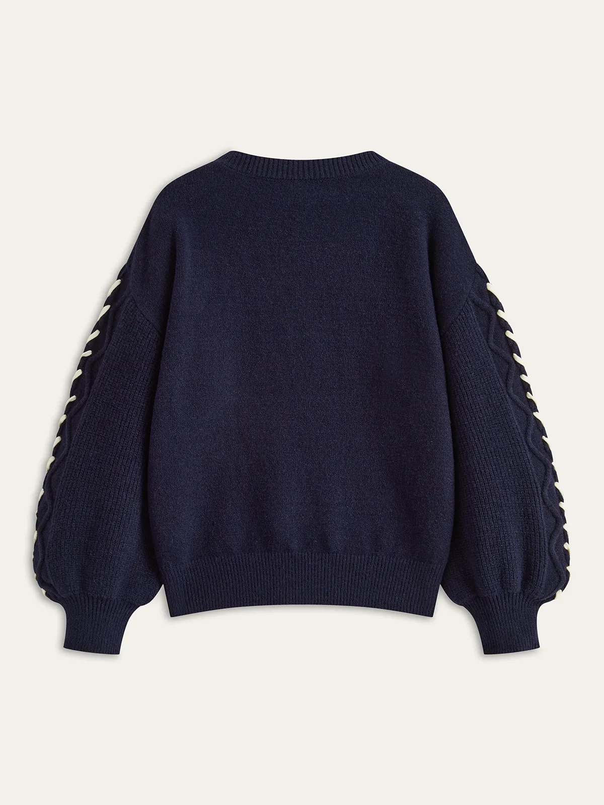 Contrast Stitched Cable Knit Top sold by COMMENSE product image thumbnail 2
