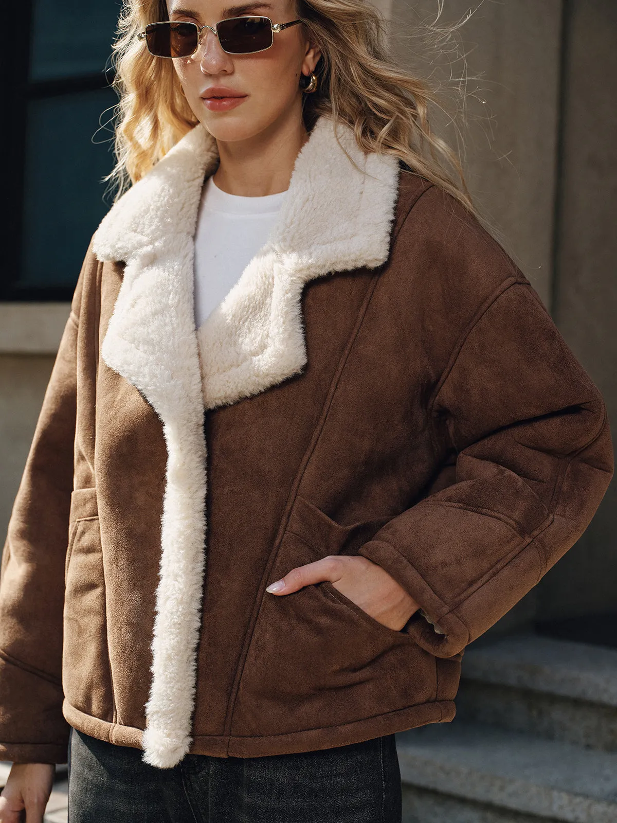 Fleece Lined Lapel Coat sold by COMMENSE product image thumbnail 4