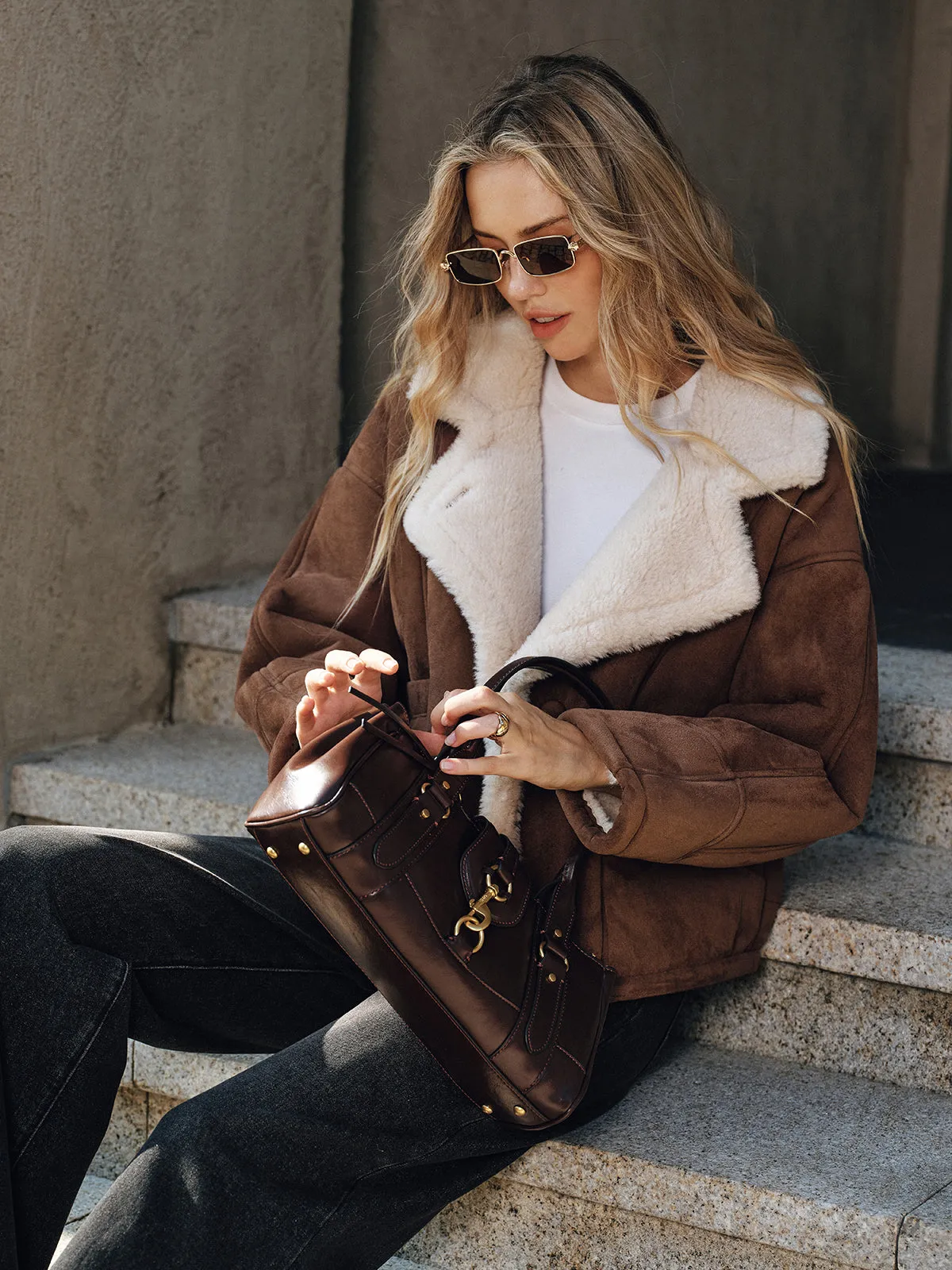 Fleece Lined Lapel Coat sold by COMMENSE