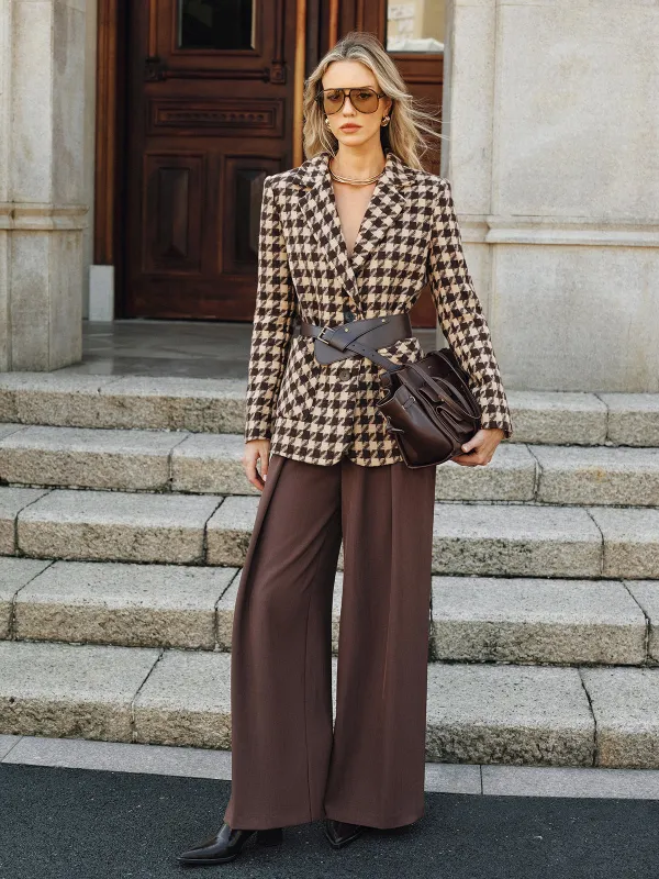 Houndstooth Belted Blazer sold by COMMENSE