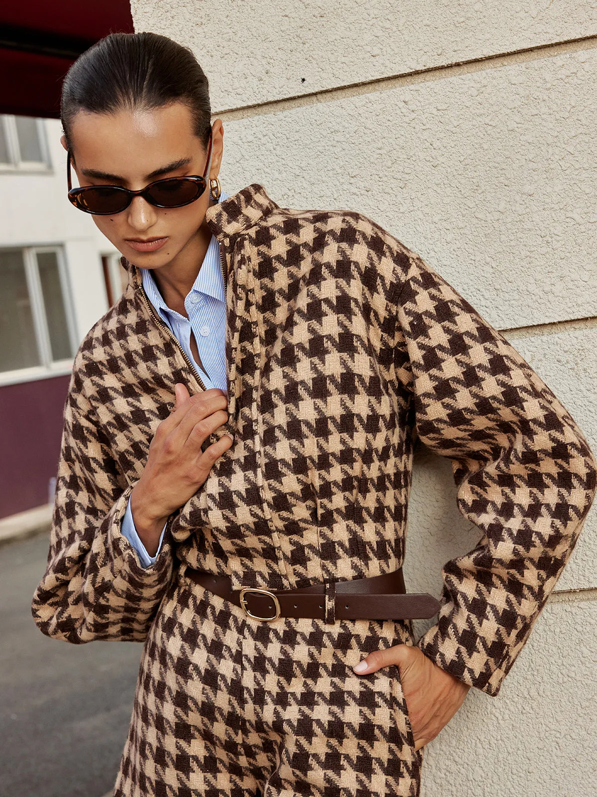 Houndstooth Stand-Collar Jacket sold by COMMENSE product image thumbnail 5