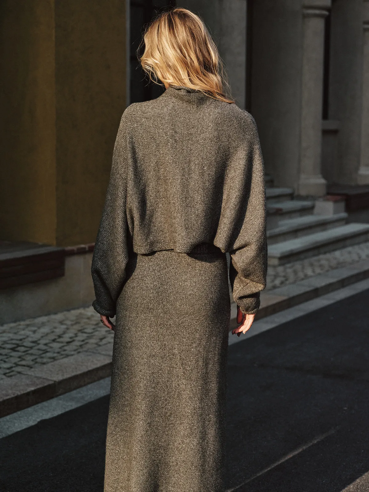 Wool Blend Knit Sweater and Maxi Skirt Set sold by COMMENSE product image thumbnail 5