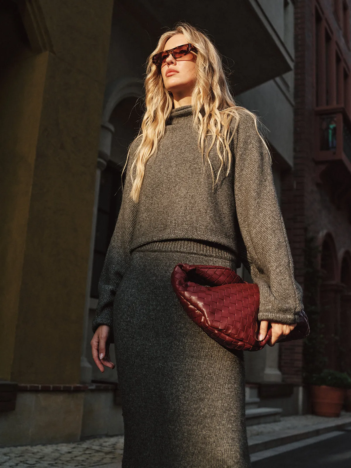 Wool Blend Knit Sweater and Maxi Skirt Set sold by COMMENSE product image thumbnail 3