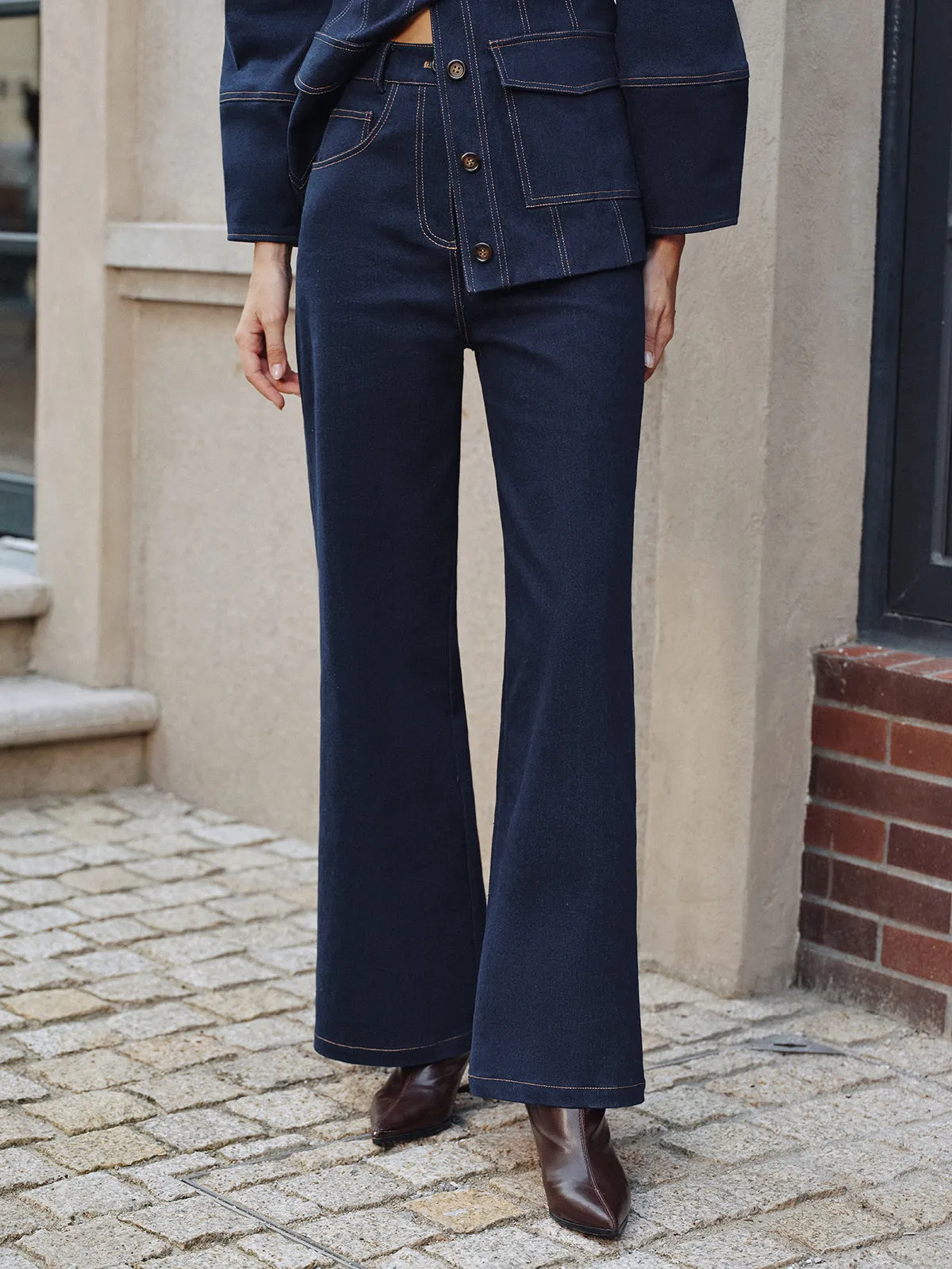High-Waisted Straight-Leg Jeans sold by COMMENSE product image thumbnail 2