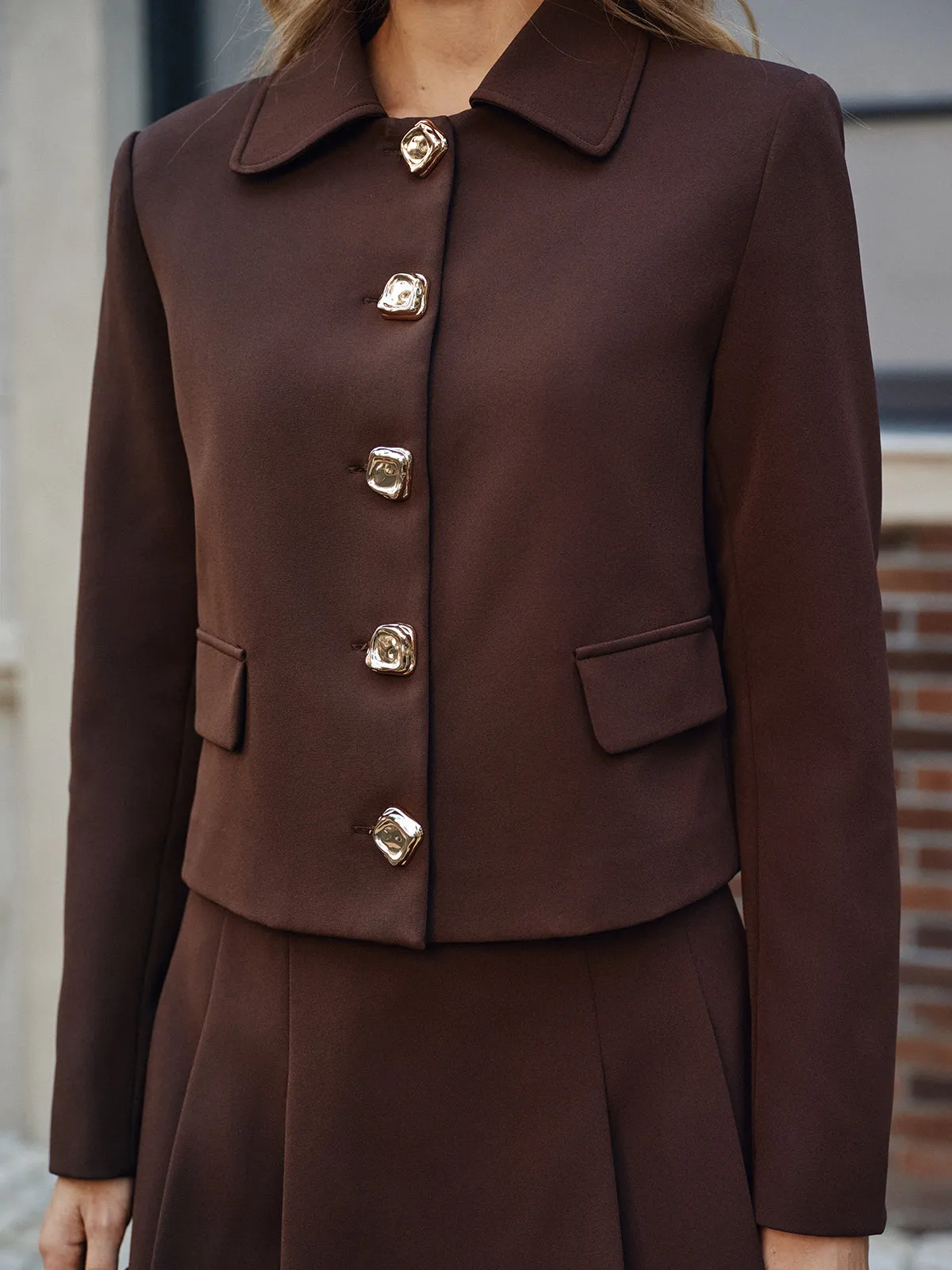 Collared Metal Button Jacket sold by COMMENSE product image thumbnail 4