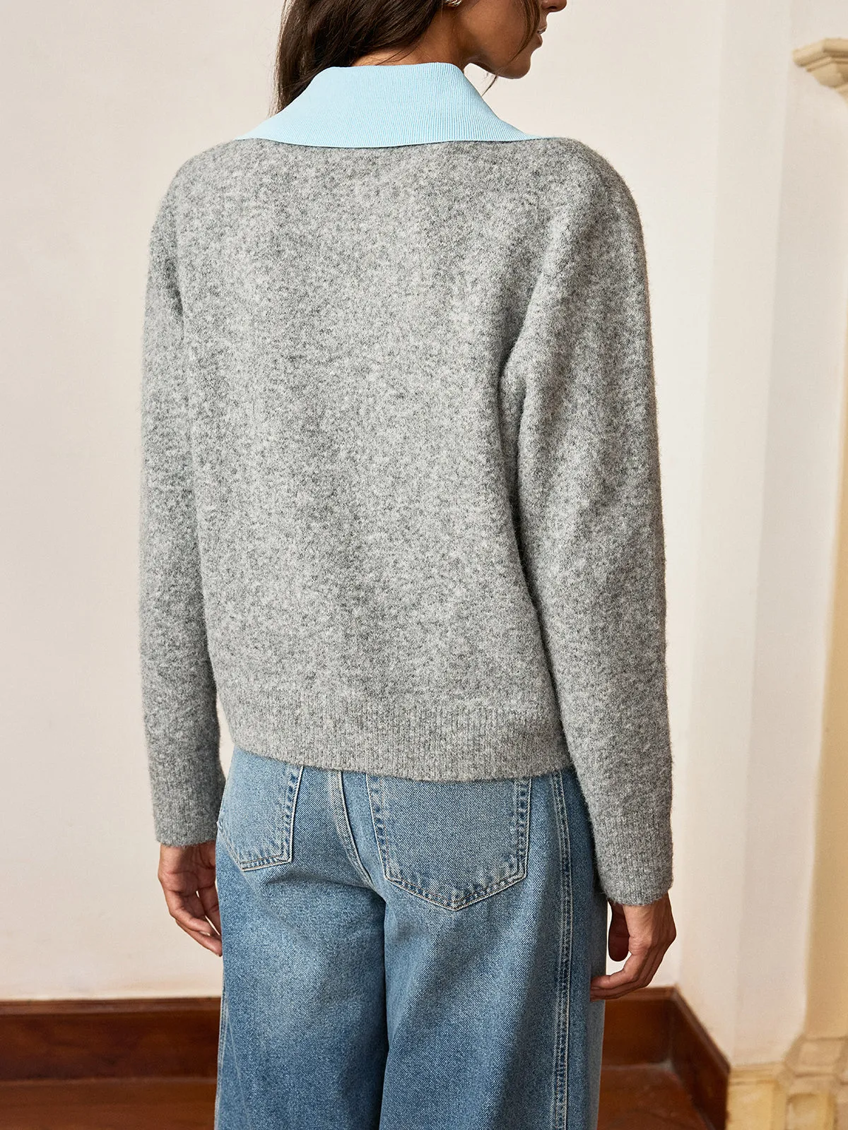 Contrast Collar Wool Blend Sweater sold by COMMENSE product image thumbnail 5