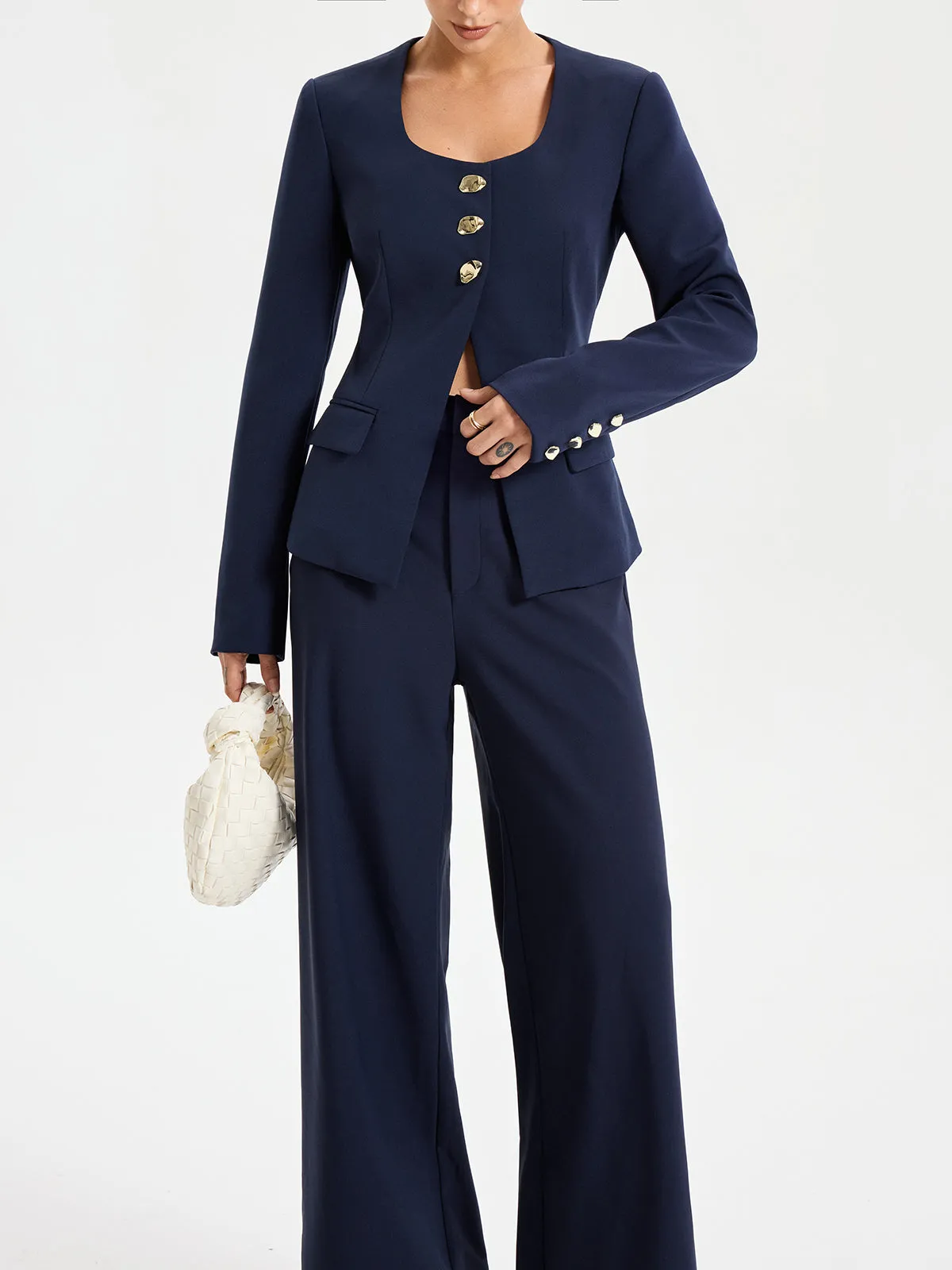 Metal Button Square Neck Blazer sold by COMMENSE product image thumbnail 4