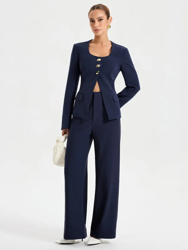 High-Waist Straight-Leg Pants sold by COMMENSE