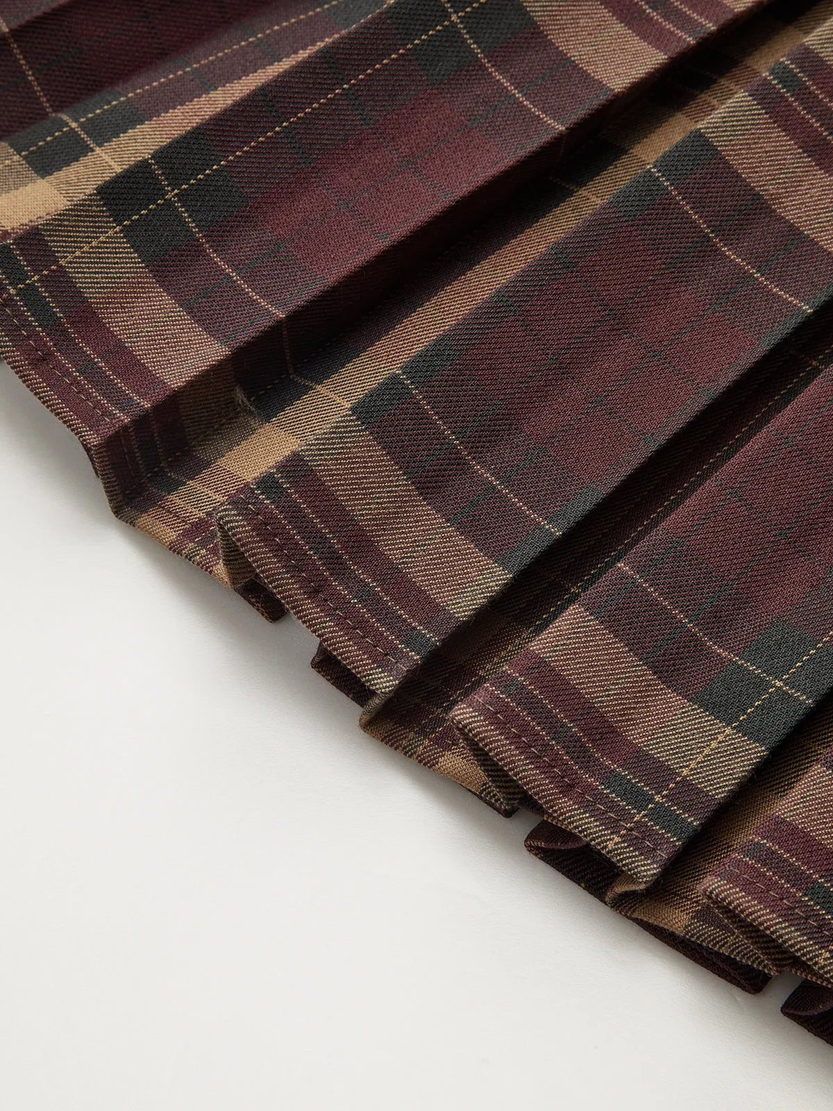 Metal Detail Plaid Sleeveless Pleated Mini Dress sold by COMMENSE product image thumbnail 5