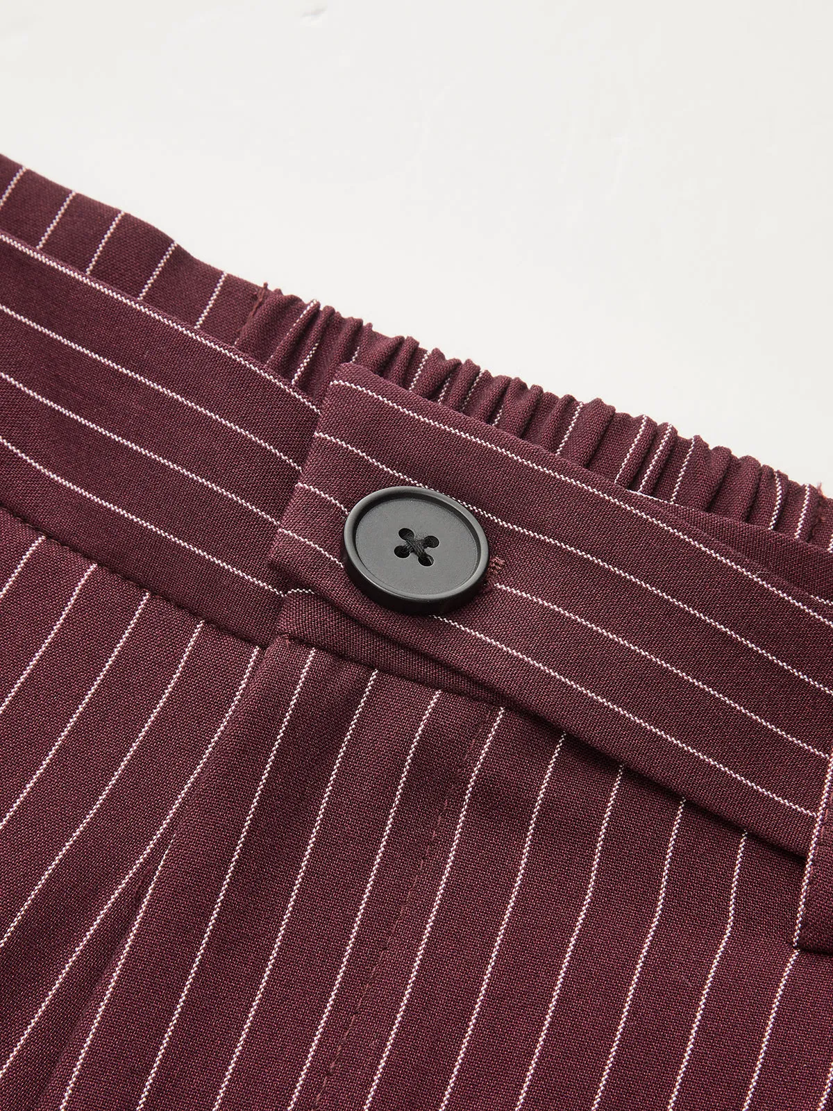 Asymmetric Waistband Pinstripe Wide-Leg Pants sold by COMMENSE product image thumbnail 4