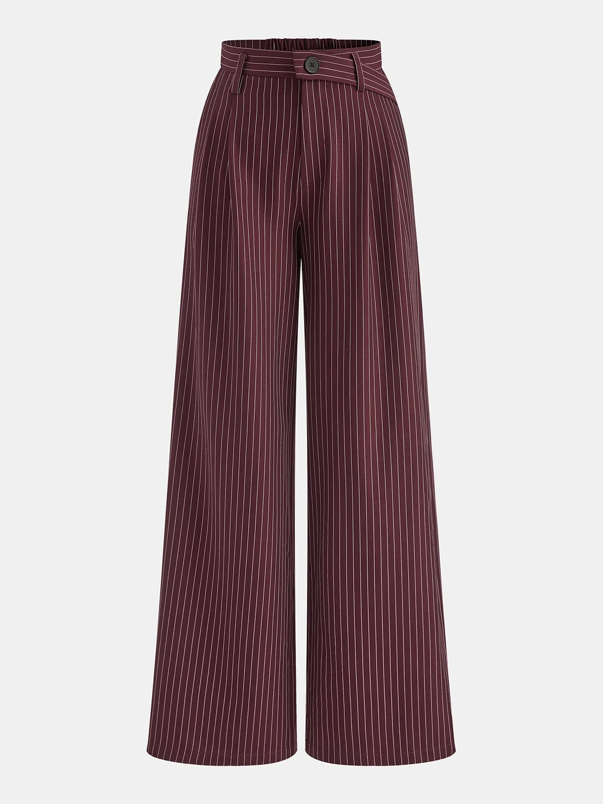 Asymmetric Waistband Pinstripe Wide-Leg Pants sold by COMMENSE