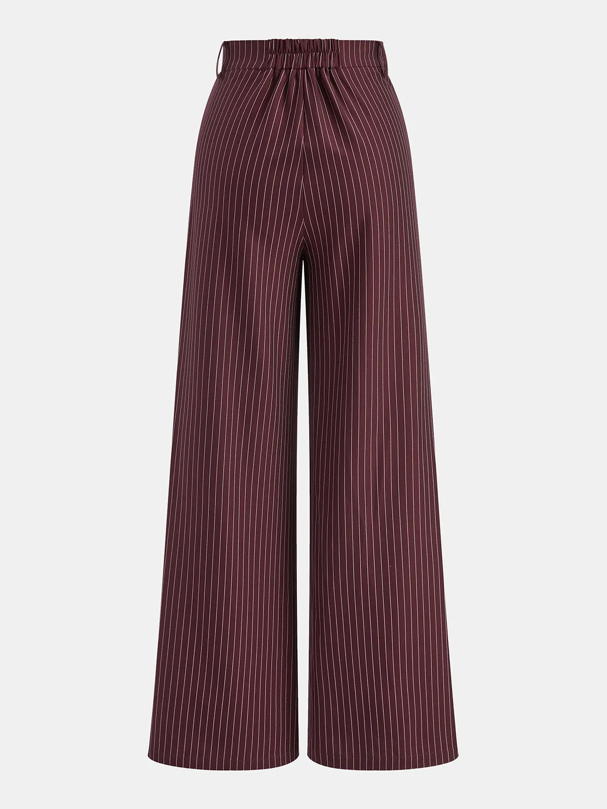 Asymmetric Waistband Pinstripe Wide-Leg Pants sold by COMMENSE product image thumbnail 2