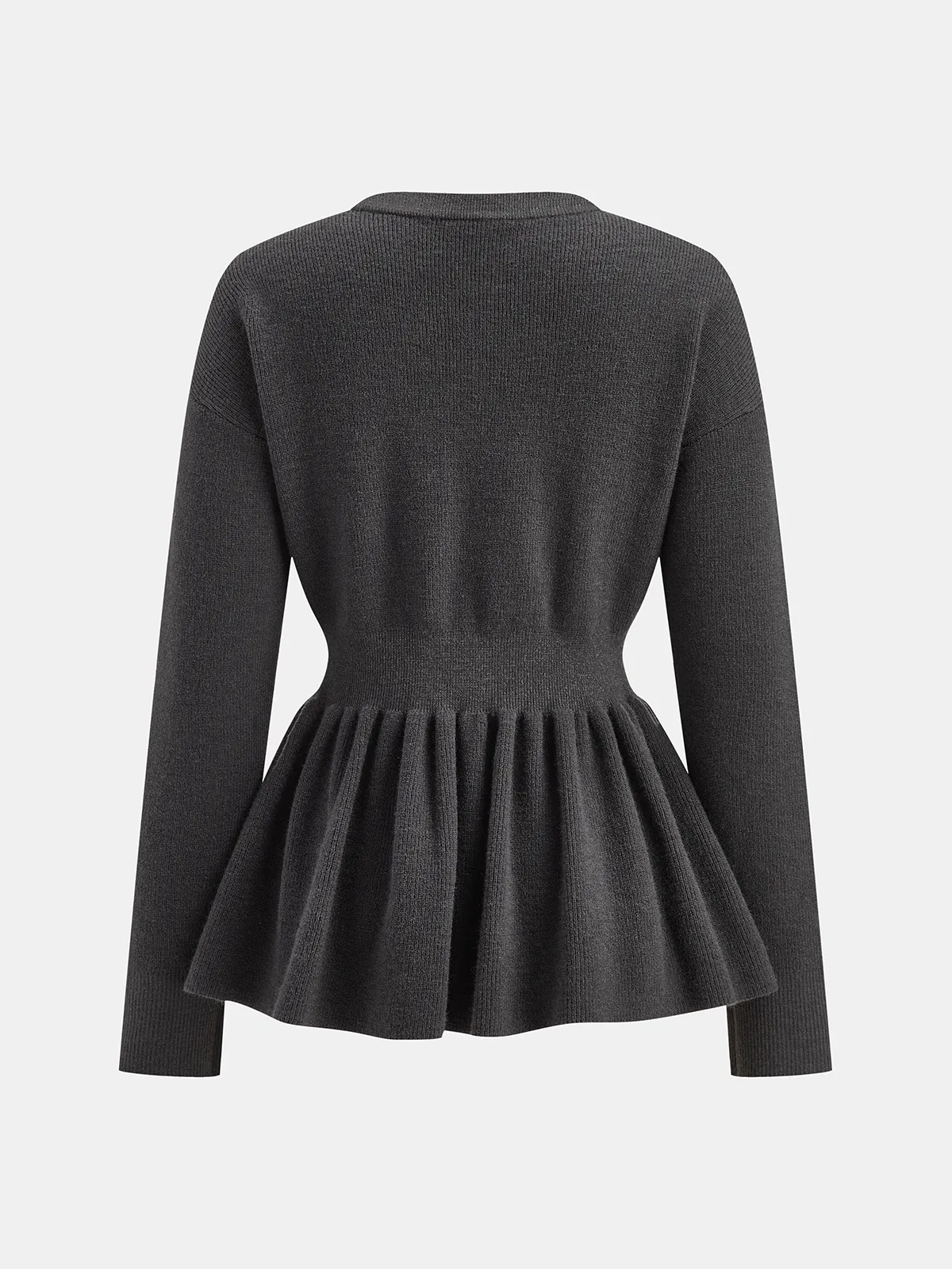 Long-Sleeve Peplum Hem Knit Top sold by COMMENSE product image thumbnail 4