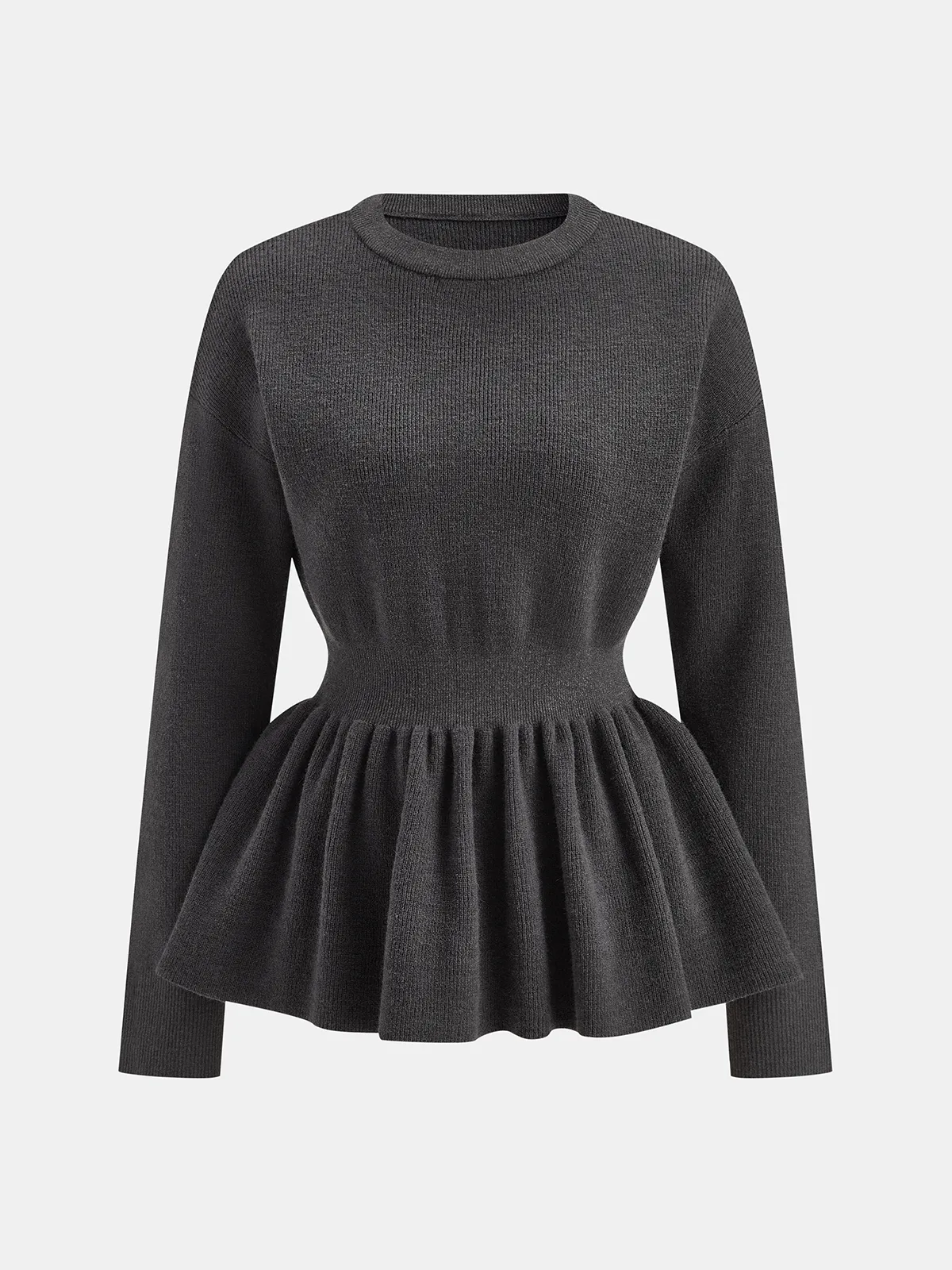 Long-Sleeve Peplum Hem Knit Top sold by COMMENSE product image thumbnail 2