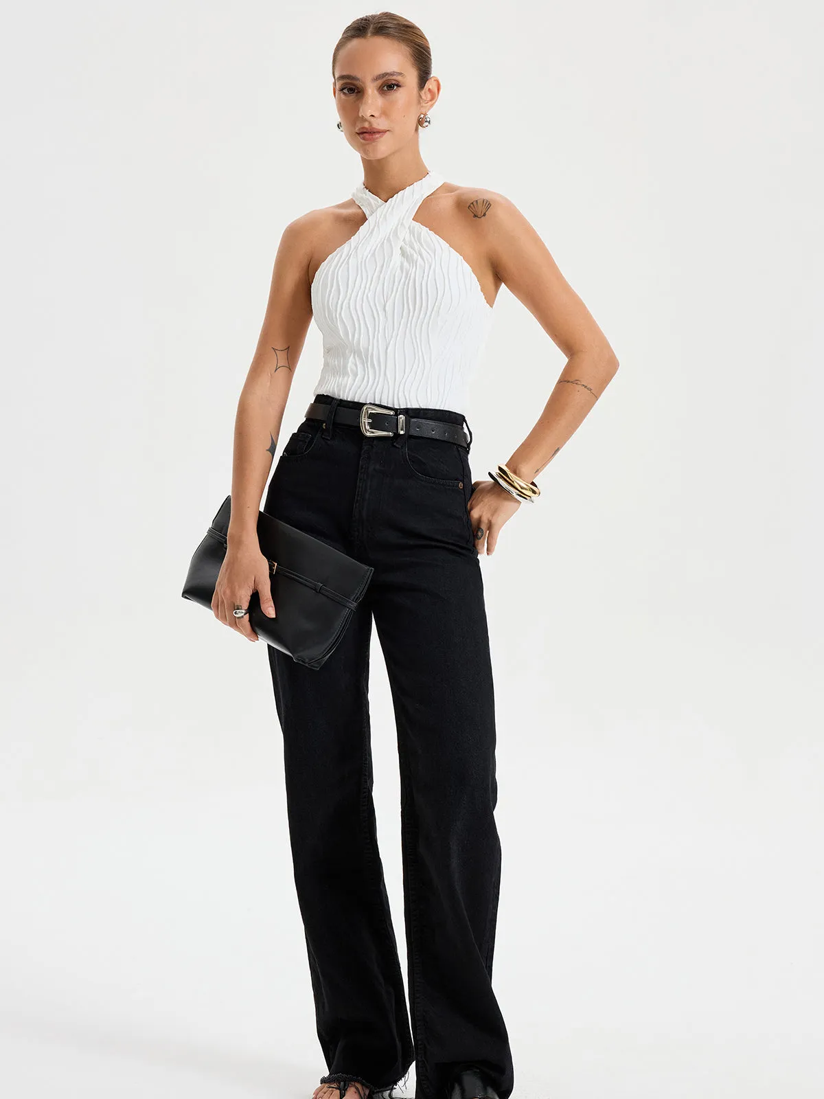 Textured Crisscross Halter Top sold by COMMENSE product image thumbnail 2