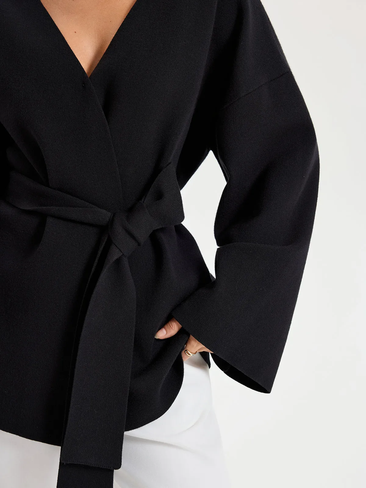 Belted V-neck Kimono Cardigan sold by COMMENSE product image thumbnail 5