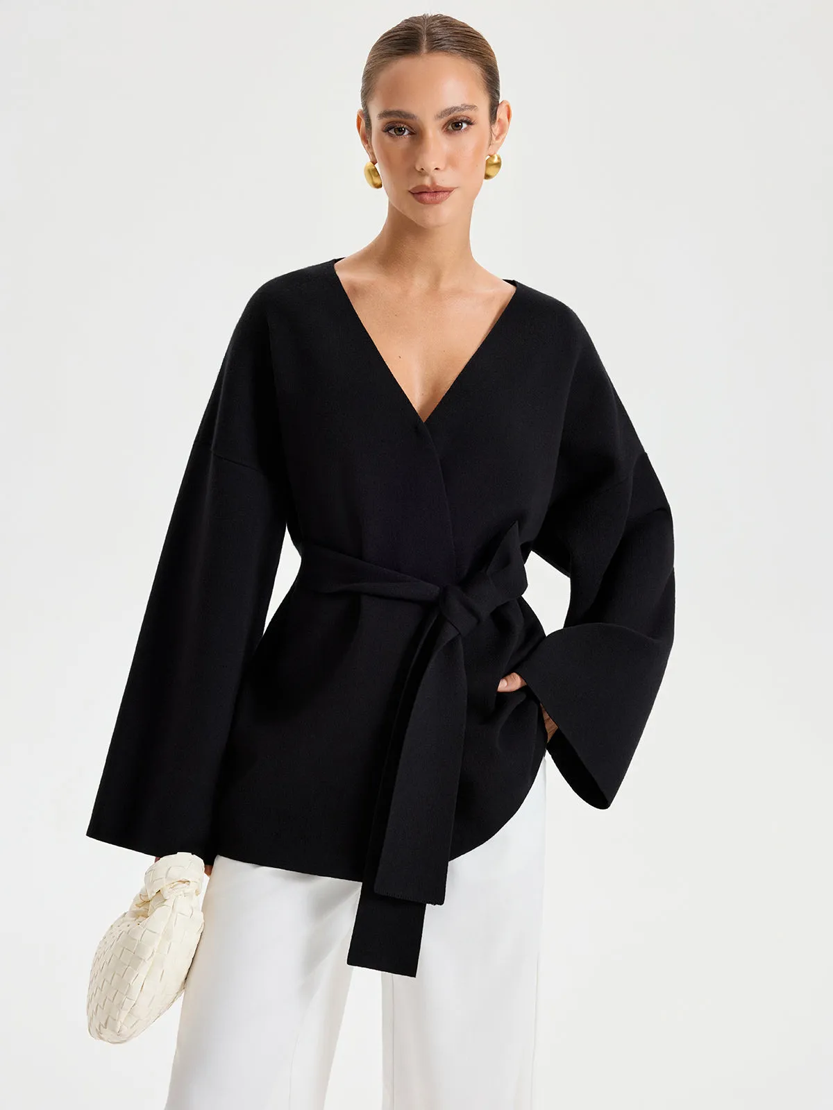 Belted V-neck Kimono Cardigan sold by COMMENSE product image thumbnail 2