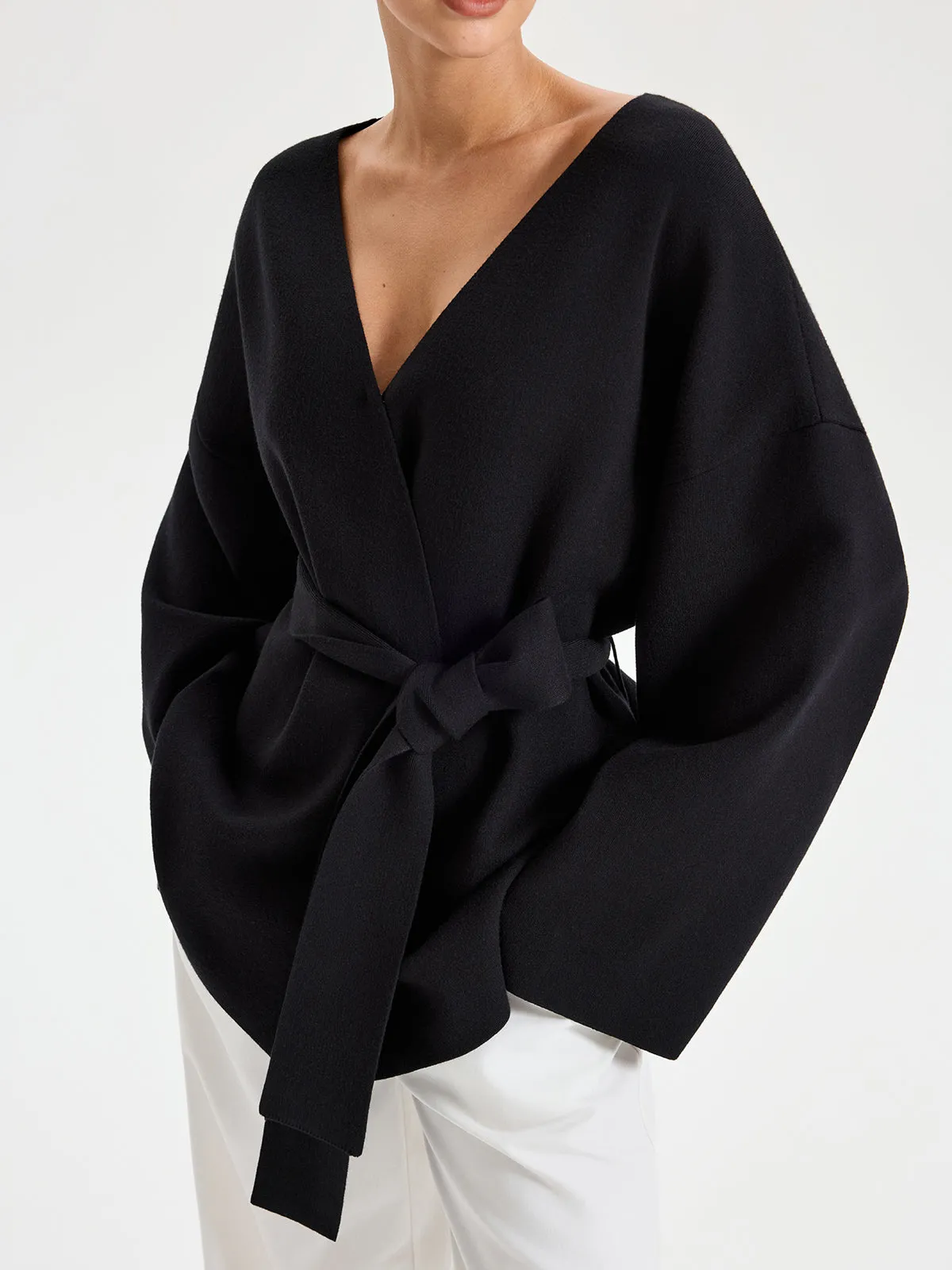 Belted V-neck Kimono Cardigan sold by COMMENSE product image thumbnail 3