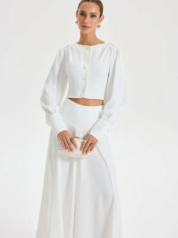 Long-Sleeve Crop Top and Maxi Skirt Set sold by COMMENSE